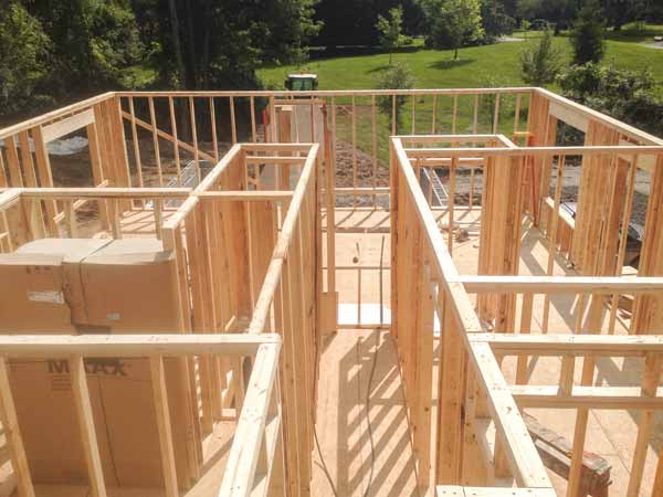 Custom home framing during new construction